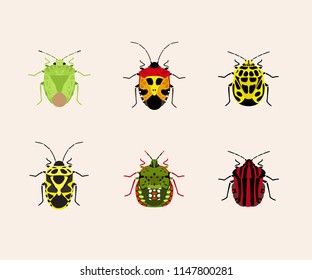 Shield bugs set.