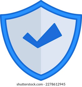 Shield business icon collection with blue outline style. symbol, set, web, line, technology, internet, design. Vector Illustration