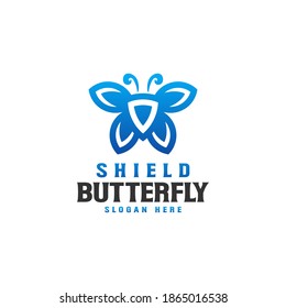 Shield Butterfly Logo template. Vector Illustration