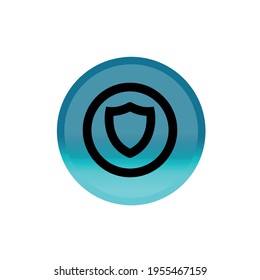 Shield button icon. blue round button with security symbol. Editable stroke. Simple illustration mobile concept, web design, application, UI. Design template vector