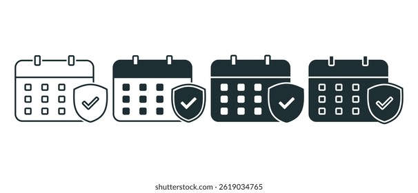 Shield calendar icon. Illustration vector