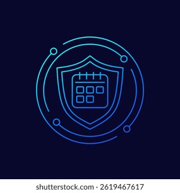 Escudo con un icono de calendario, diseño lineal