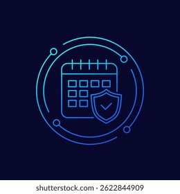 shield and calendar icon, linear design