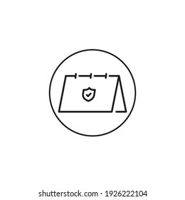 shield calendar outline style icon in circle