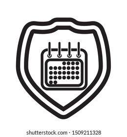 shield with calendar reminder vector illustration