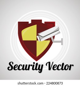 shield and camera Security vector over gray color background