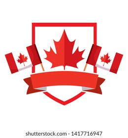 shield with canadian flags frame