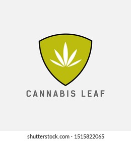 Shield Cannabis Leaf marijuana Logo Design