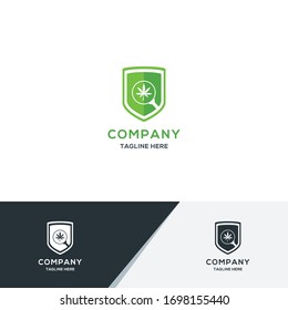 Shield cannabis logo. A unique, exclusive, elegant, professional, clean, simple, modern logo. Great logo for any company with strong feels, It would be perfect for your company