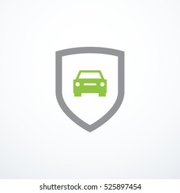 Shield with car icon. Car protection icon.