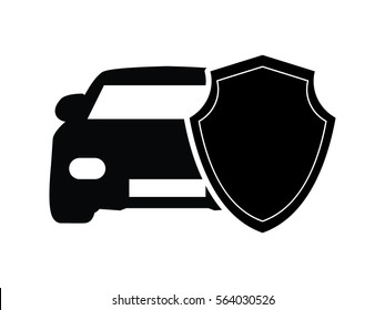 shield, car, insurance, icon, vector illustration eps10