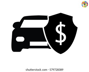 shield, car, insurance, icon, vector illustration eps10