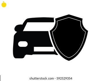 shield, car, insurance, icon, vector illustration eps10