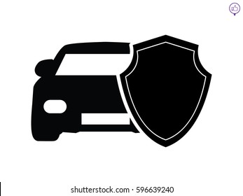 shield, car, insurance, icon, vector illustration eps10
