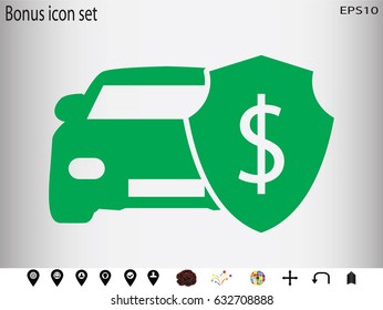 shield, car, insurance, icon, vector illustration eps10