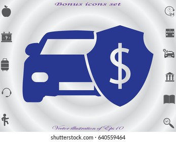 shield, car, insurance, icon, vector illustration eps10