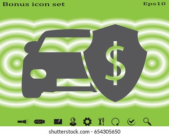 shield, car, insurance, icon, vector illustration eps10