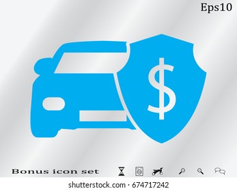shield, car, insurance, icon, vector illustration eps10