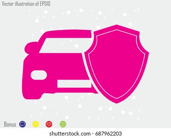 shield, car, insurance, icon, vector illustration eps10