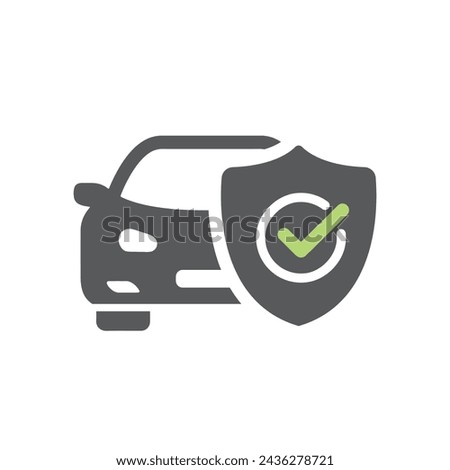 Shield and car. Insurance. linear icon.