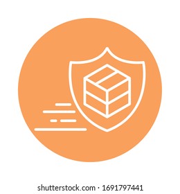 shield cardboard box cargo shipping related delivery vector illustration block style icon