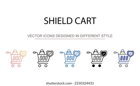 Shield Cart icon design with white background stock illustration