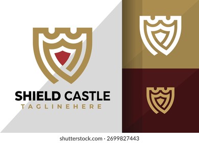 Ilustración de diseño de Vector de icono de logotipo de guardia de castillo de escudo