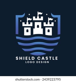 Shield castle home building vector logo design template