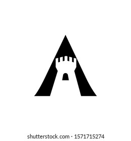 shield castle icon logo vector