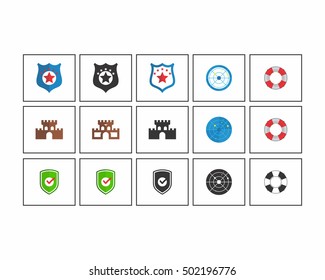 shield castle image vector icon logo set