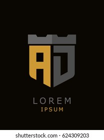 shield castle initial A D logo vector