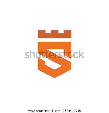 Shield Castle Letter S Logo design vector template