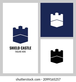 Mapa de diseño del logotipo del castillo Escudo vectorial