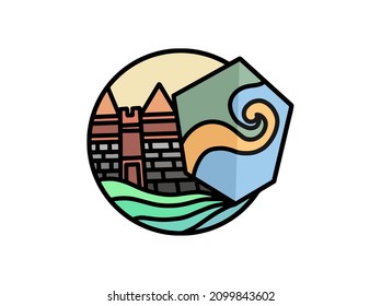 Shield Castle Logo Design Vector