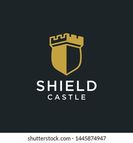 shield castle logo illustration vector icon premium quality