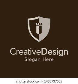 Shield Castle Security Guard Creative Vector Logo