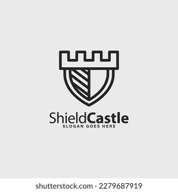 diseño sencillo del logotipo de seguridad del castillo escudo