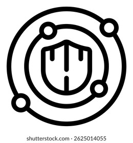 A blindagem está no centro de uma rede, simbolizando medidas robustas de proteção e segurança de dados