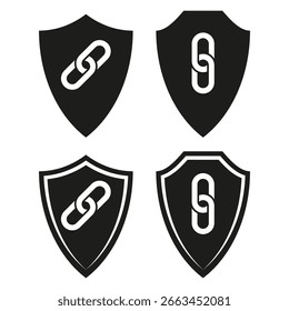 Shield chain link icons. Security protection symbol. Trust and safety Vector. Privacy concept illustration. EPS 10.