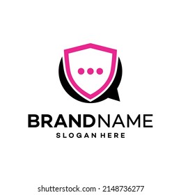 Shield chat Logo Design Template Illustration Vector
