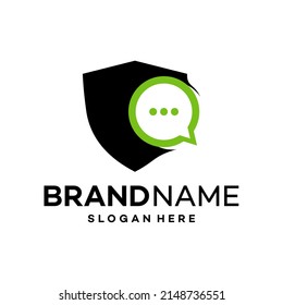 Shield chat Logo Design Template Illustration Vector