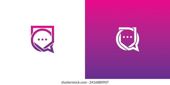 Shield Chat Logo Design. Vector illustration template