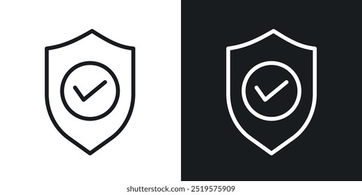 Icono blanco y negro de la comprobación del escudo.