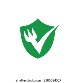 shield check fork food certified approved logo vector icon illustration