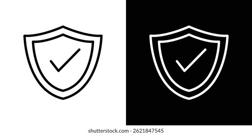 Shield check icon concept stroke on white background