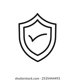 Icono de verificación de escudo Ilustración de arte plano en contorno