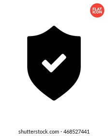 Shield with check Icon Flat Style Isolated Vector Illustration