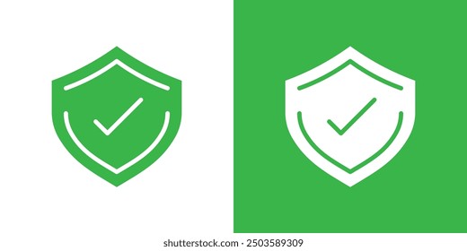 Shield check icon Flat vector set outline