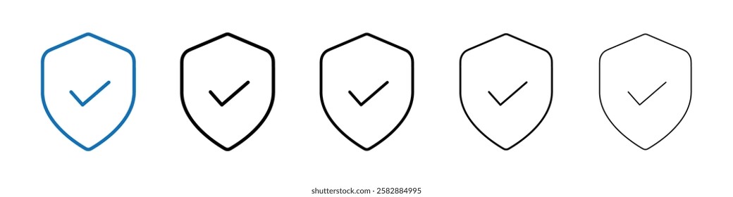 Shield check icon Outline vector logo for web ui