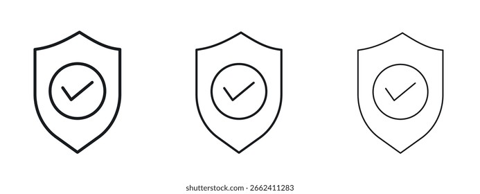 Ícone de verificação de escudo design de linha simples - Ilustração de vetor simples